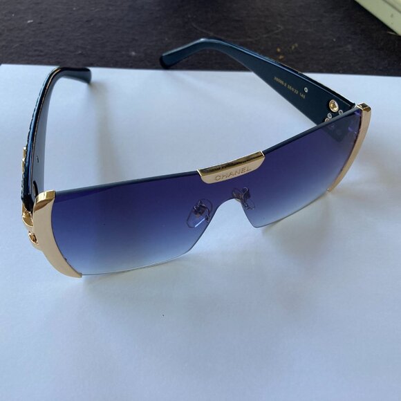 Vintage Chanel Sunglasses Black Blue Lens No Flaws NO Case Authentic - Picture 8 of 9